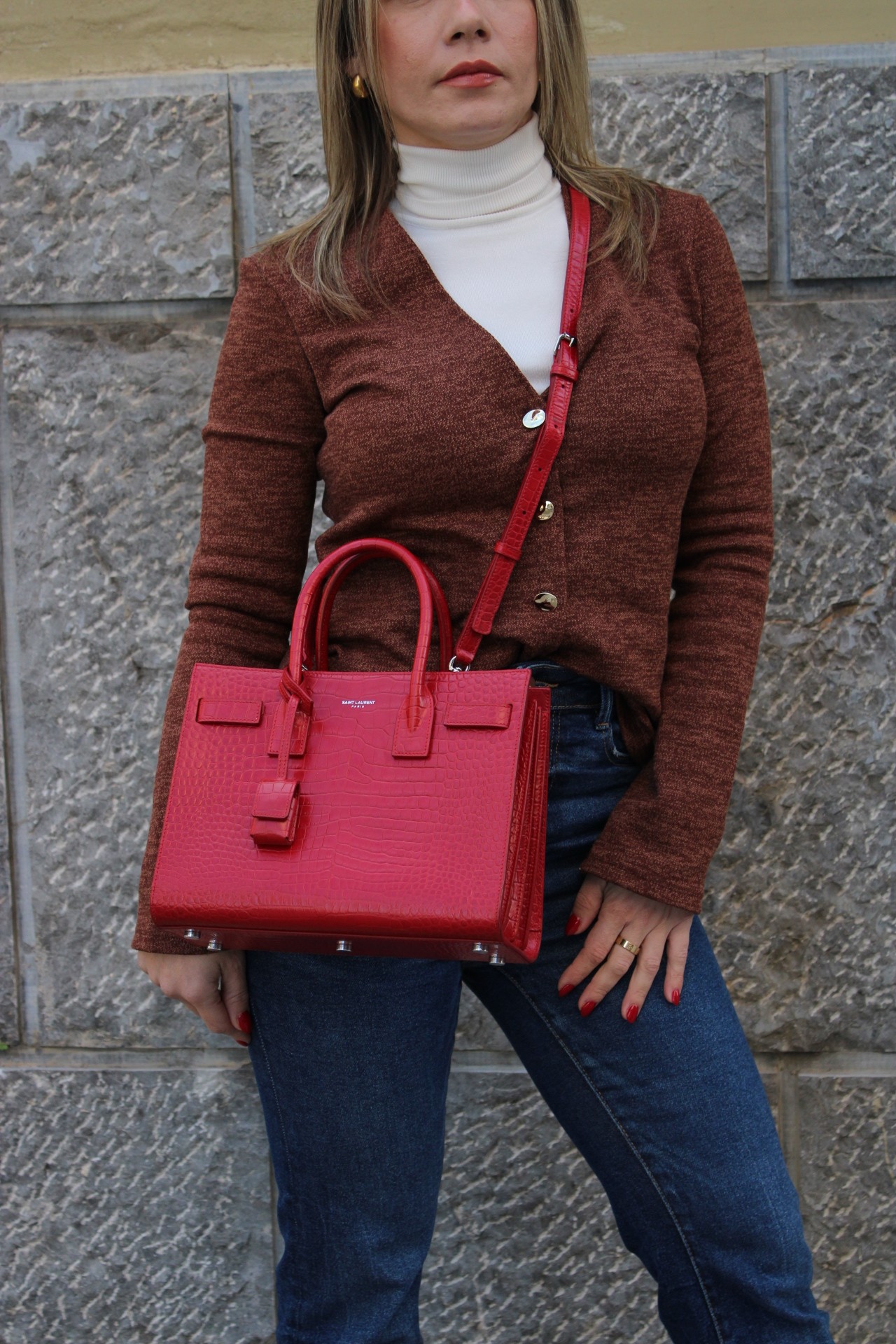 Borsa Saint Laurent Sac de Jour Baby stampa cocco thumb