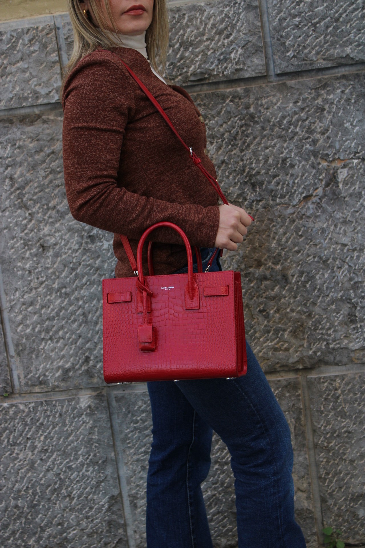 Borsa Saint Laurent Sac de Jour Baby stampa cocco thumb
