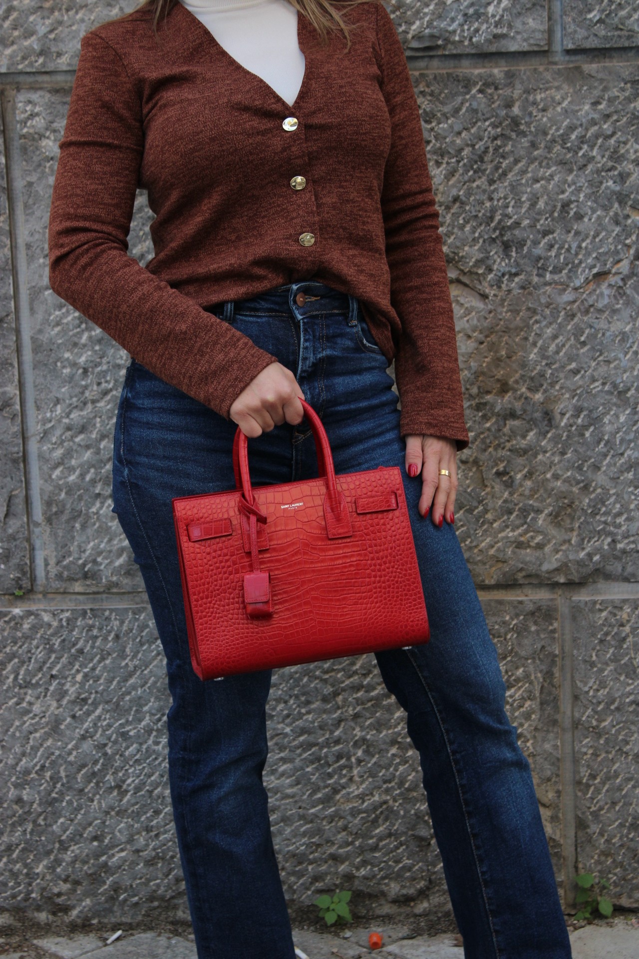 Borsa Saint Laurent Sac de Jour Baby stampa cocco thumb
