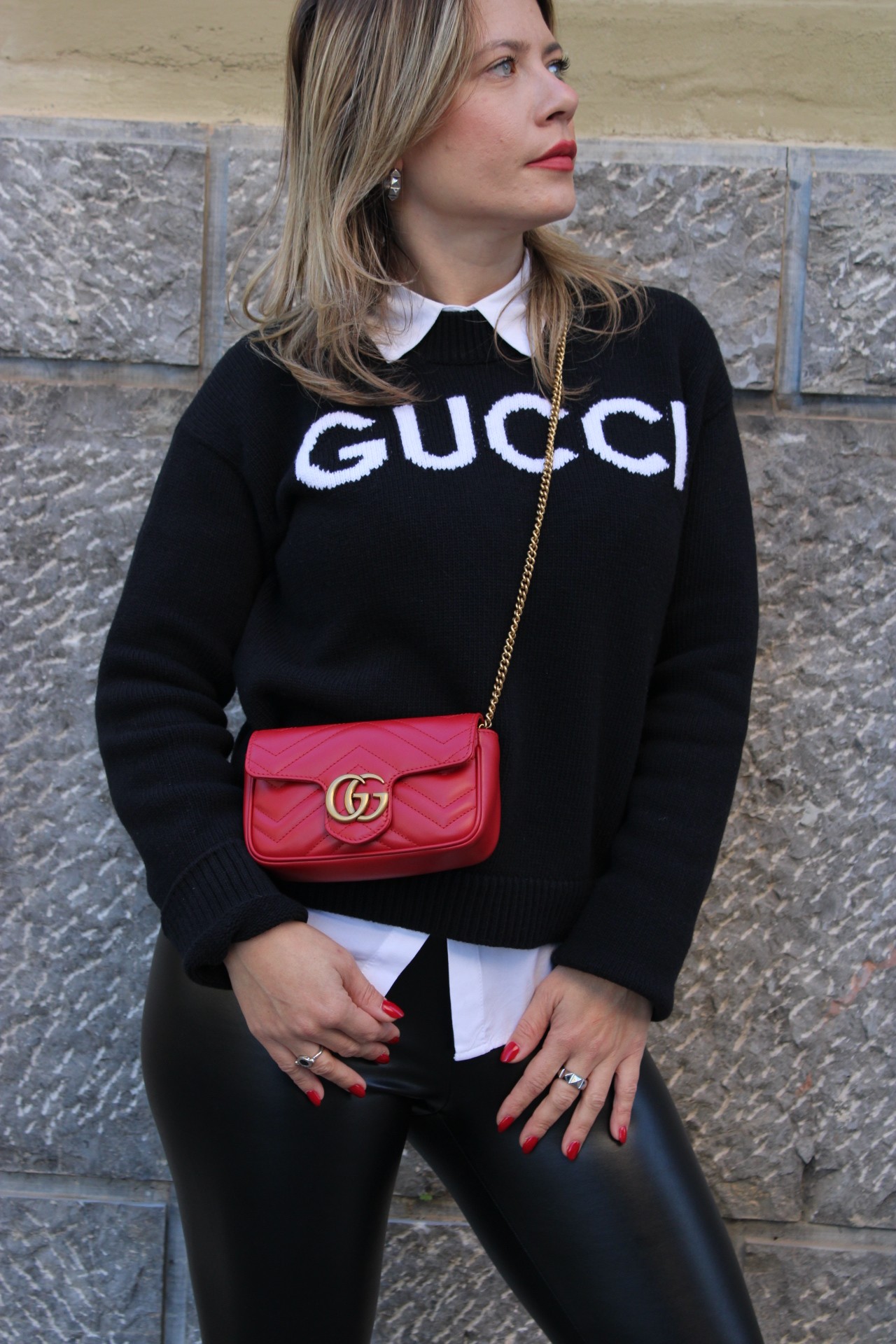 Borsa Gucci Super Mini GG Marmont Rossa thumb