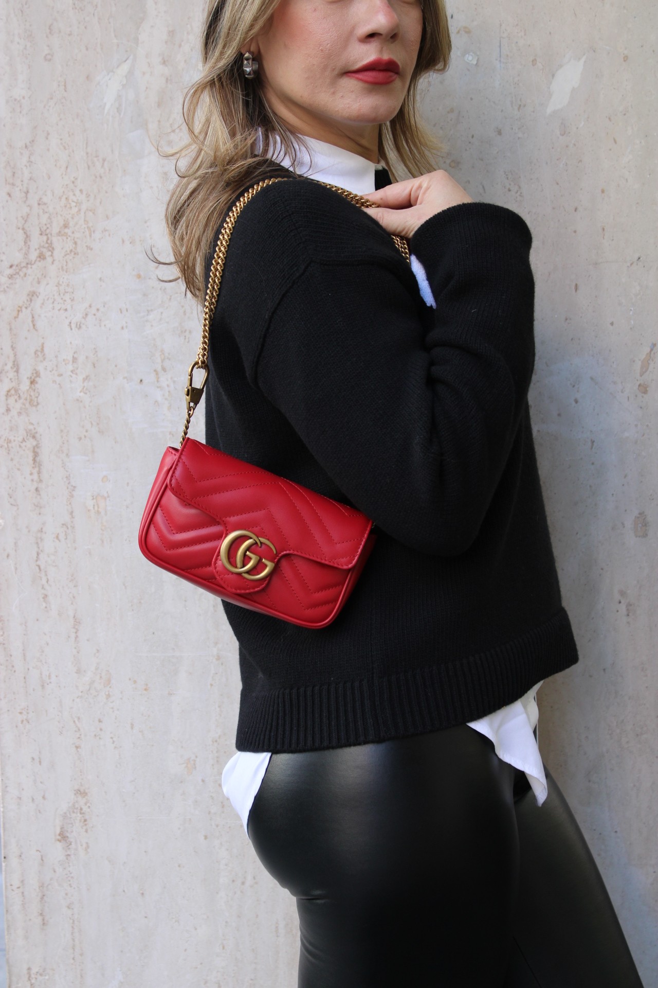 Borsa Gucci Super Mini GG Marmont Rossa thumb