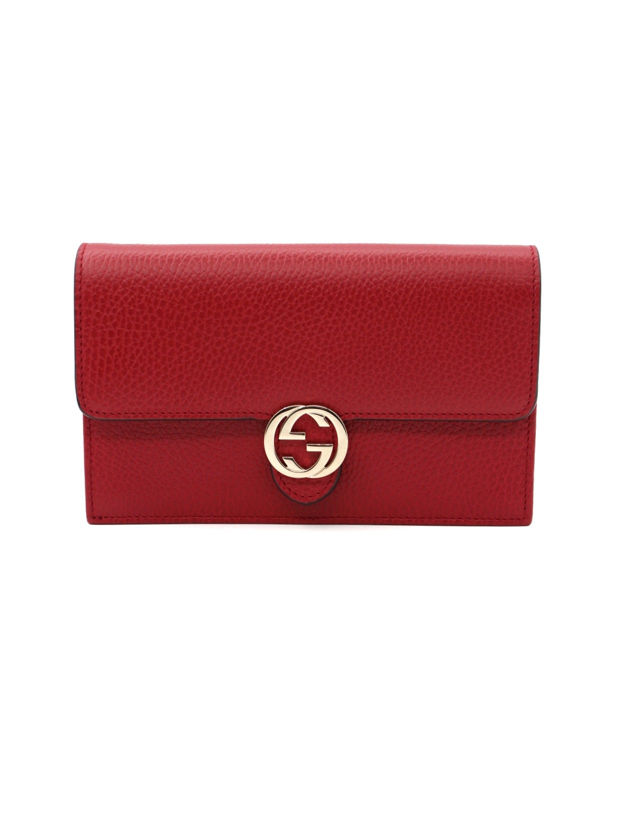 Tracolla Gucci Interlocking in pelle rossa thumb