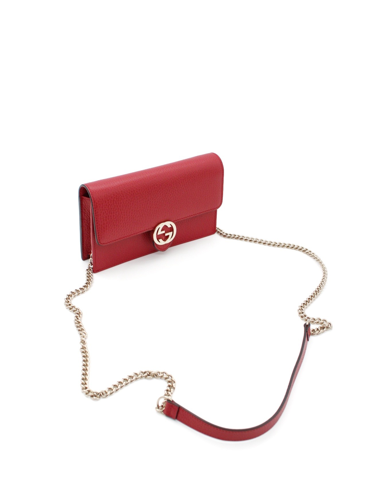 Tracolla Gucci Interlocking in pelle rossa thumb