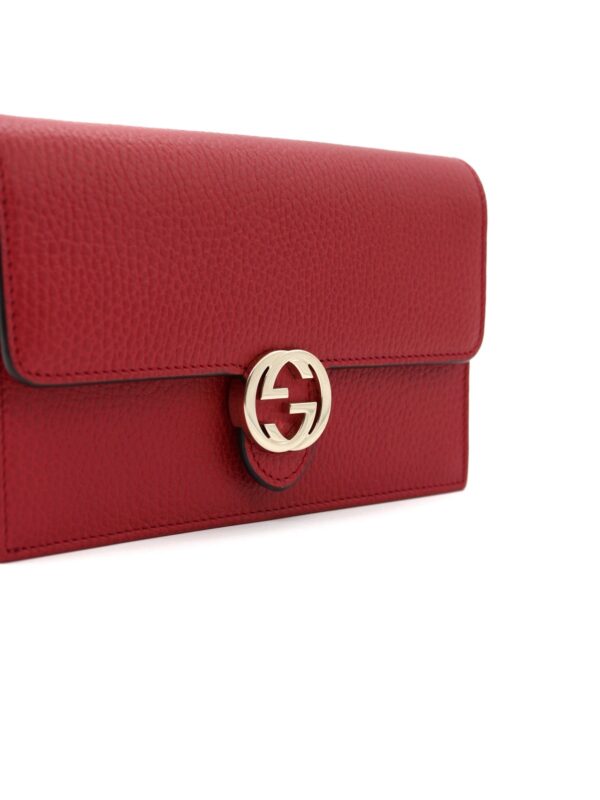 Tracolla Gucci Interlocking in pelle rossa