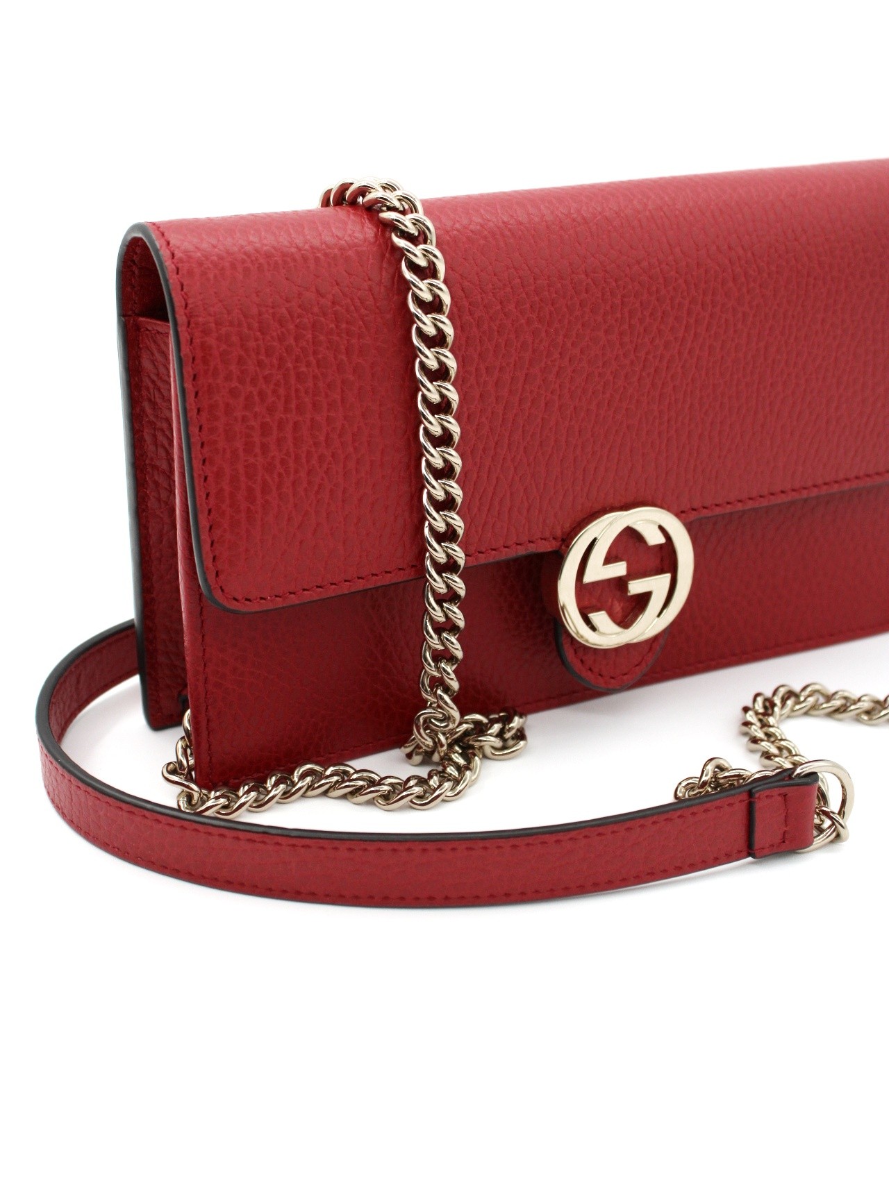 Tracolla Gucci Interlocking in pelle rossa thumb