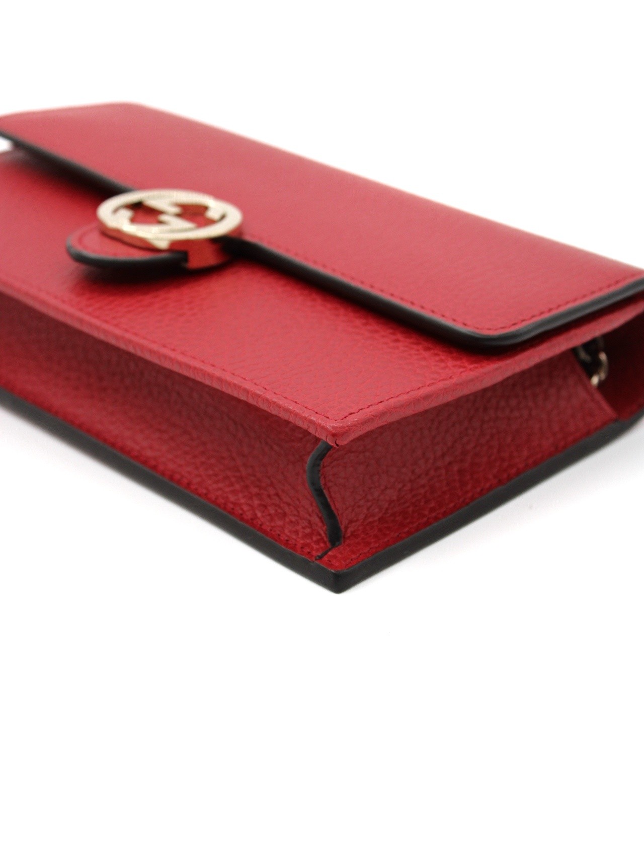 Tracolla Gucci Interlocking in pelle rossa thumb
