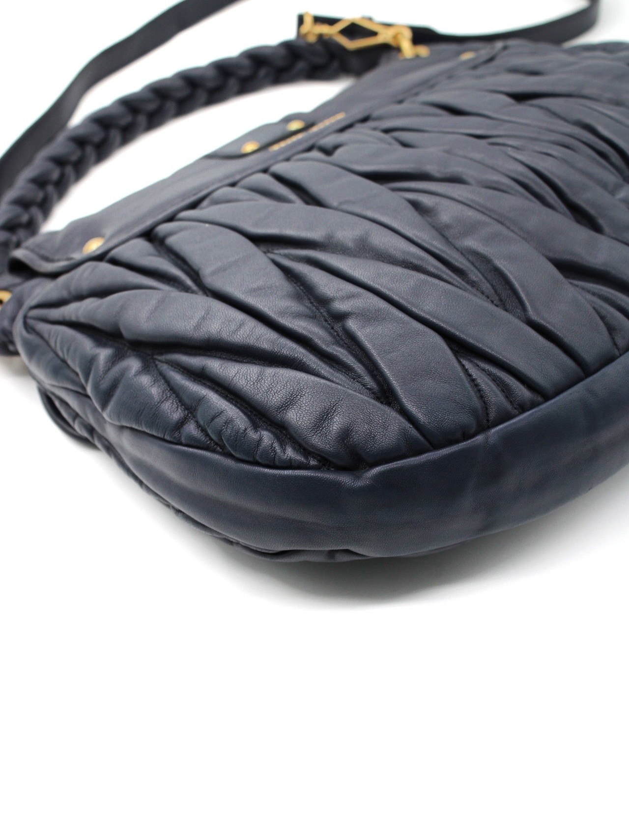 Borsa Miu Miu Coffer in pelle blu thumb