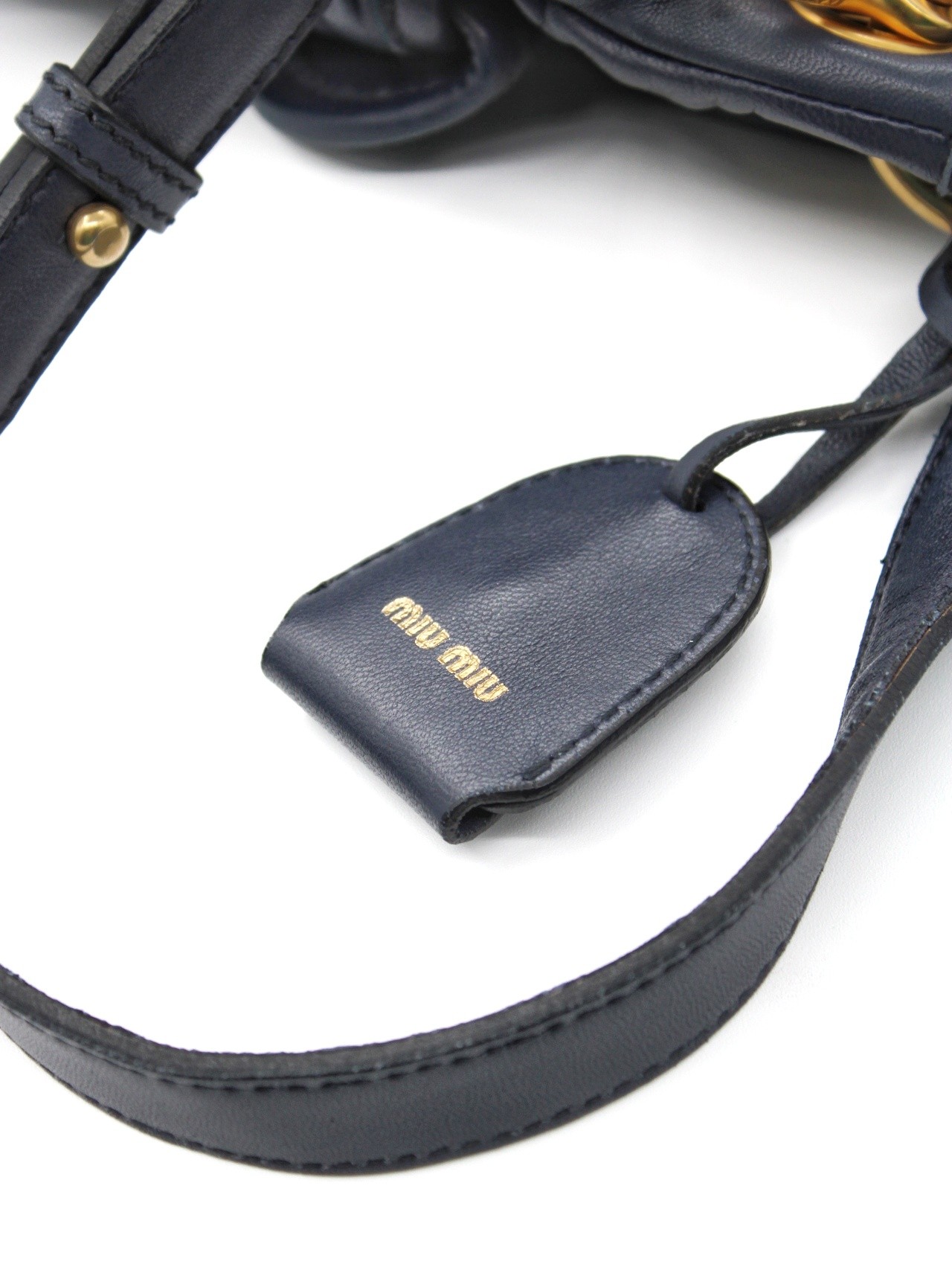 Borsa Miu Miu Coffer in pelle blu thumb