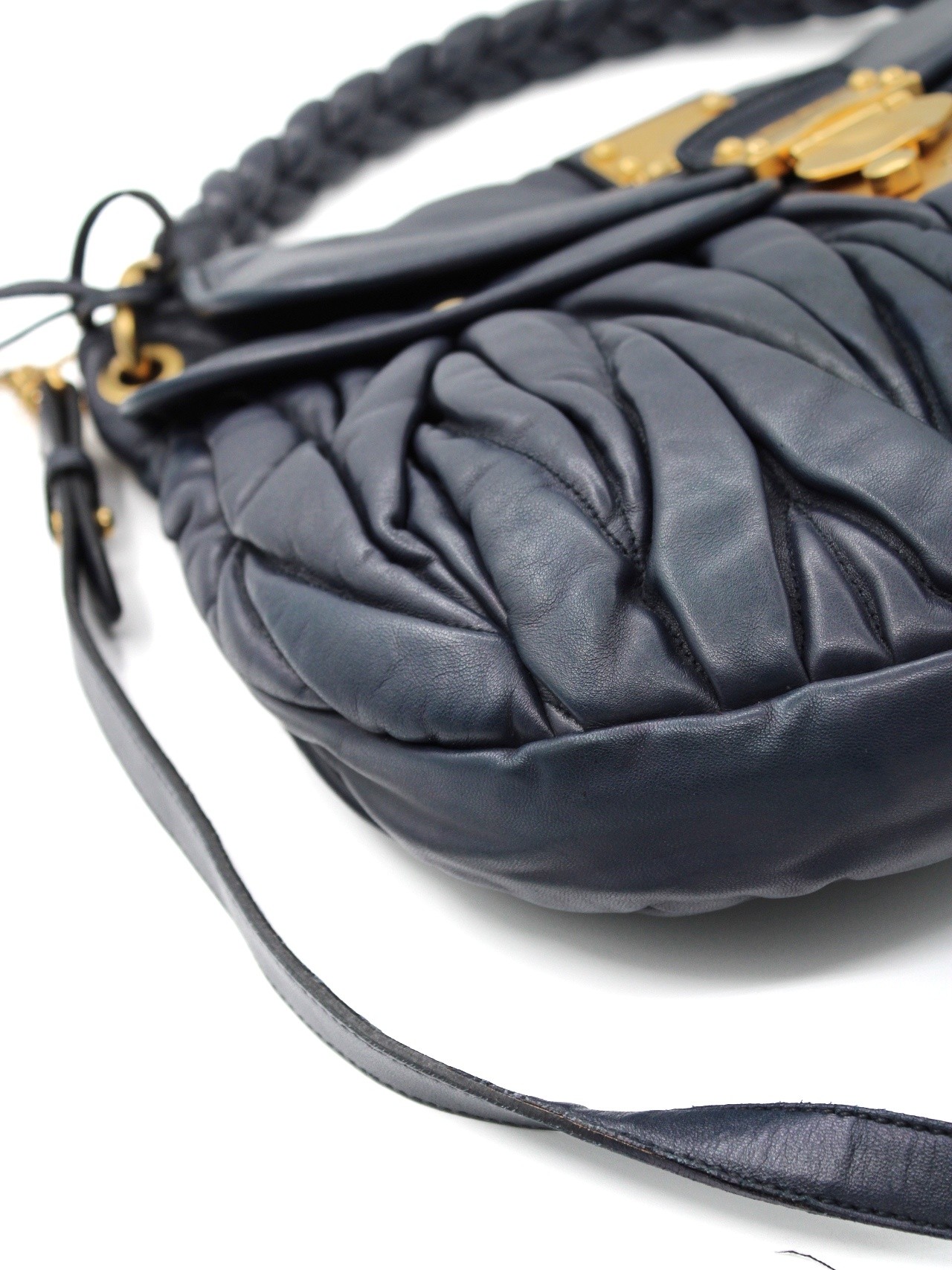 Borsa Miu Miu Coffer in pelle blu thumb