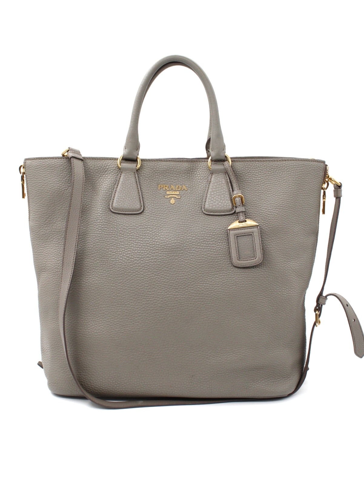 Shopper Prada in pelle martellata Grigia thumb