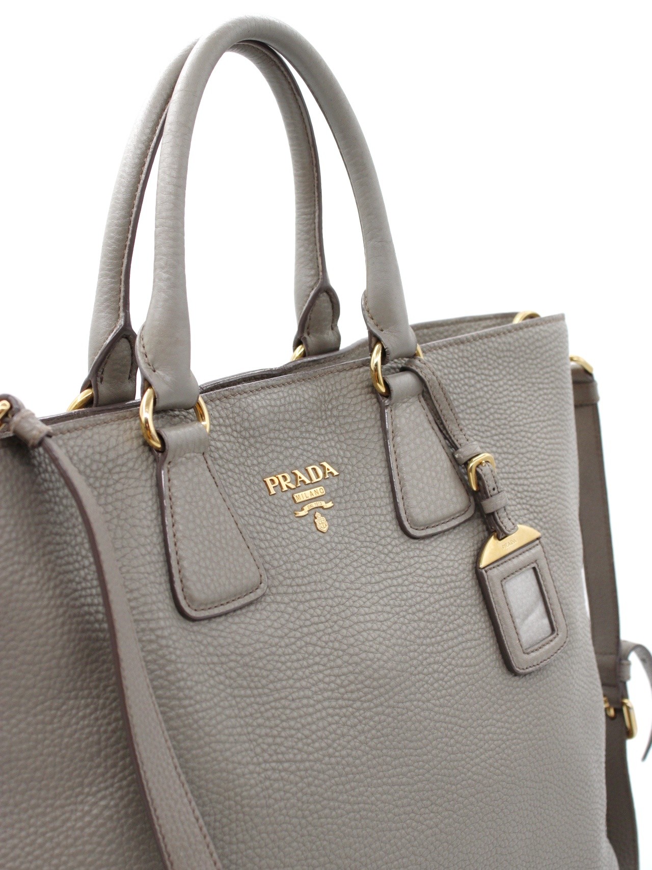 Shopper Prada in pelle martellata Grigia thumb