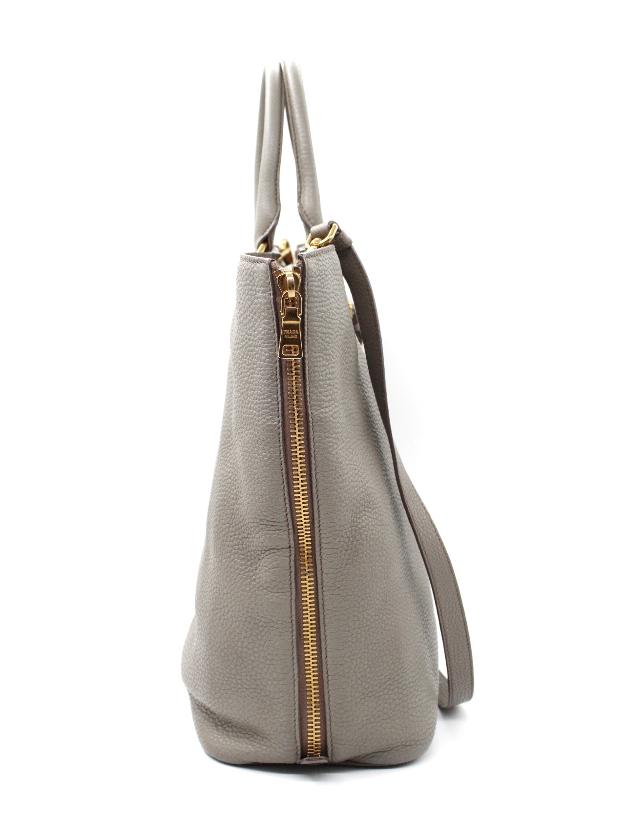 Shopper Prada in pelle martellata Grigia thumb