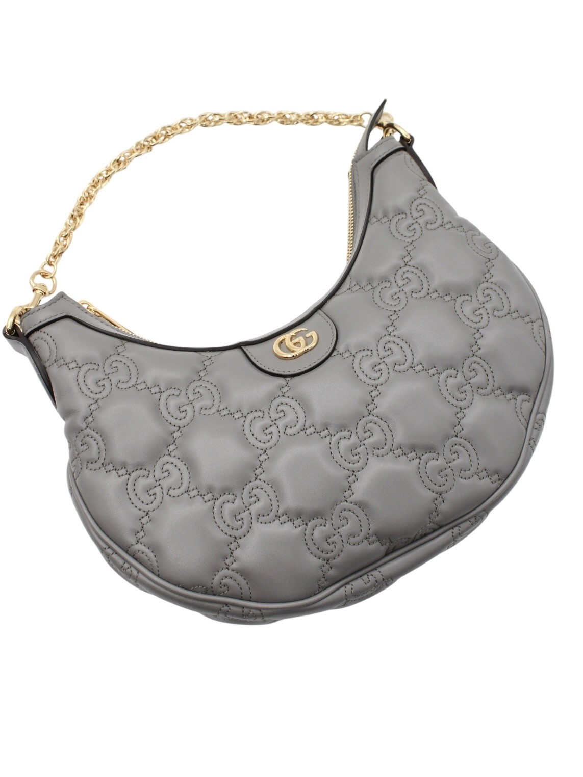 Borsa Gucci GG Matelassé in Pelle Grigia thumb