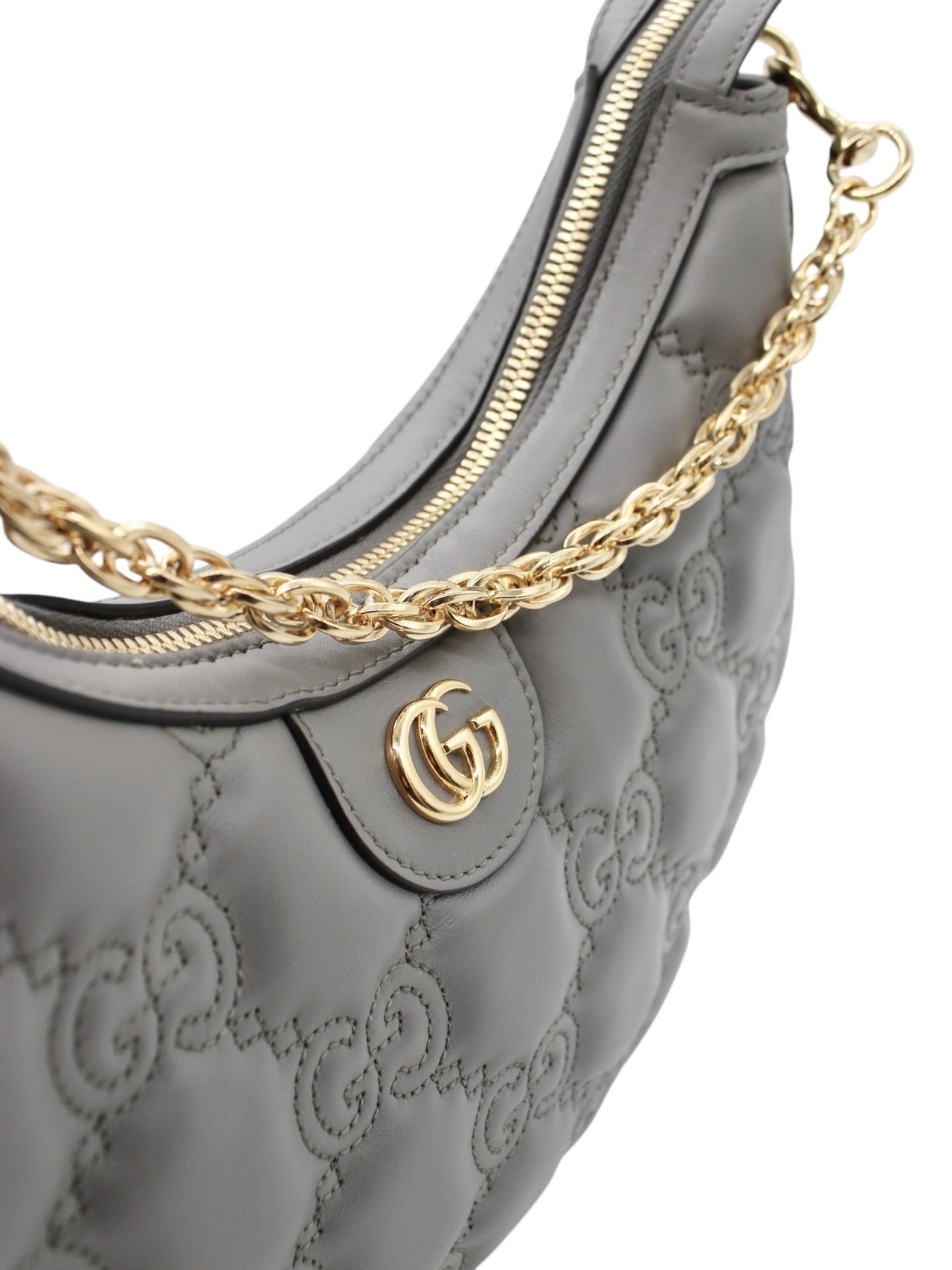 Borsa Gucci GG Matelassé in Pelle Grigia thumb