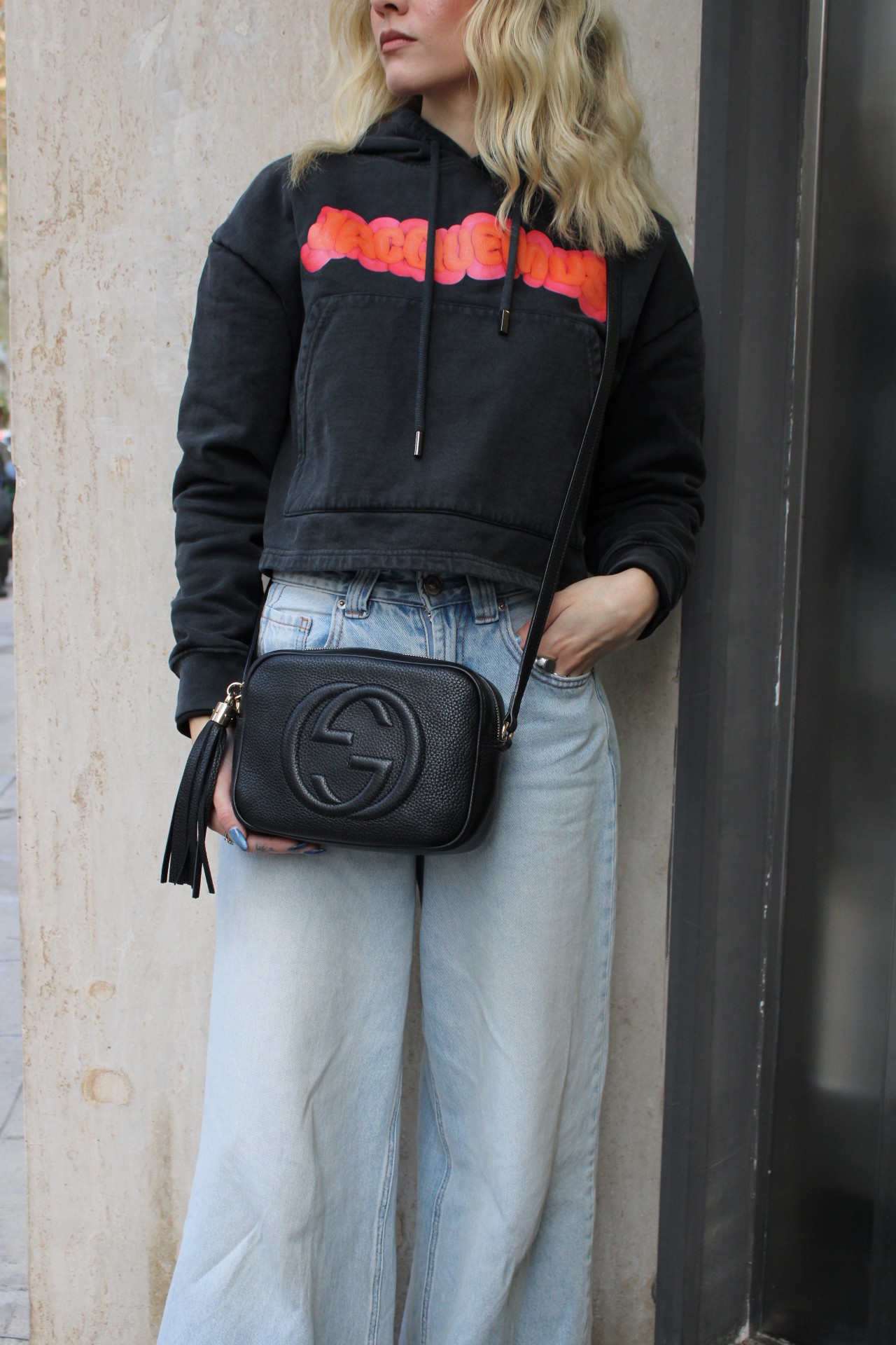 Borsa a Tracolla Gucci Soho in Pelle Nera thumb