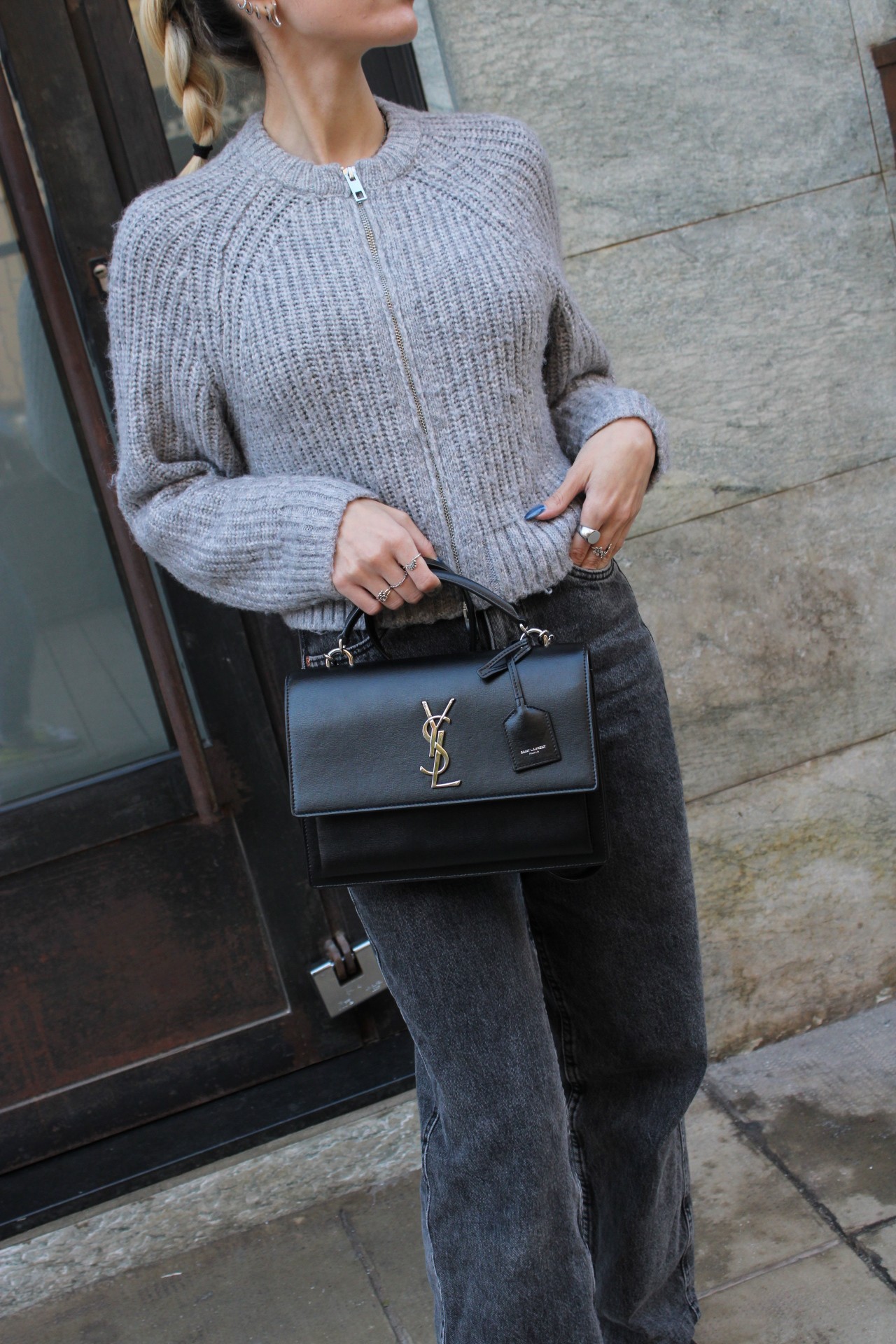 Borsa Saint Laurent Sunset in Pelle Nera thumb