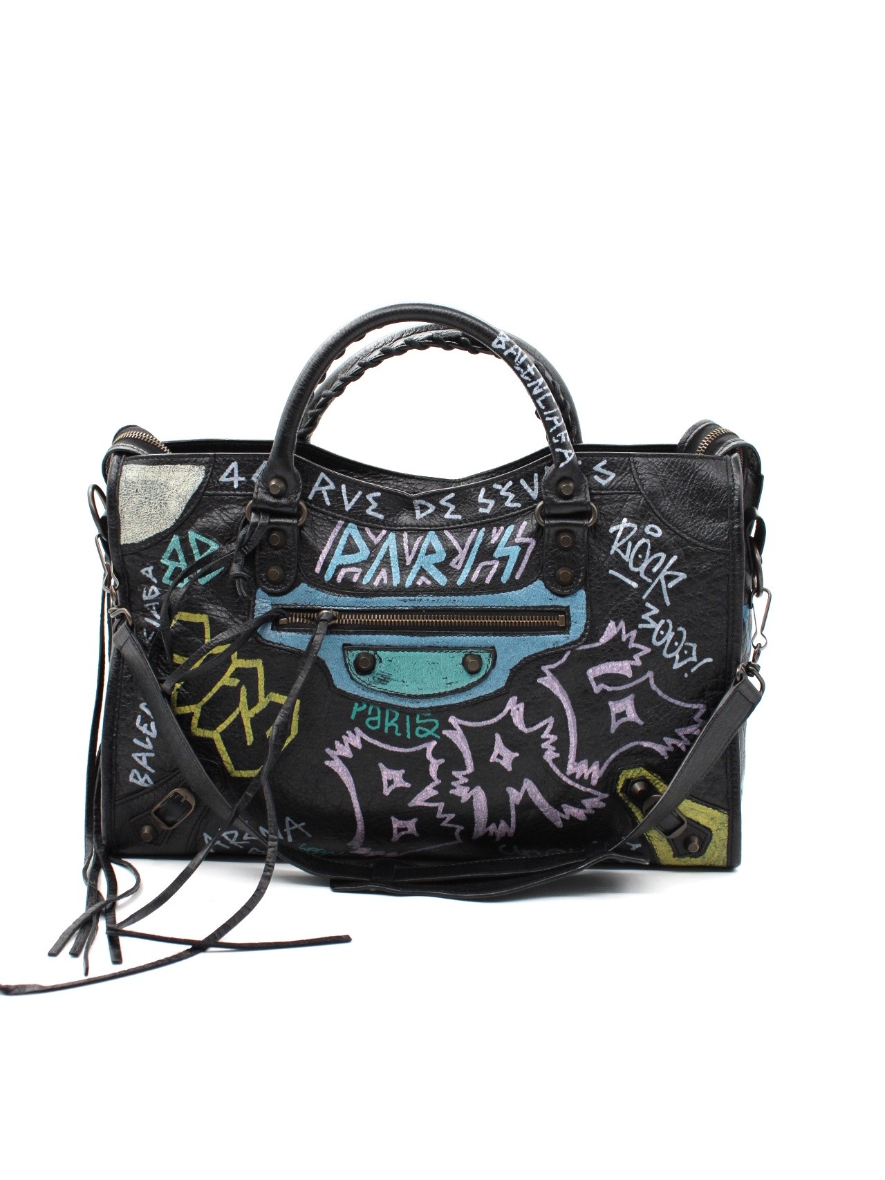 Borsa Balenciaga Classic City Graffiti in pelle thumb