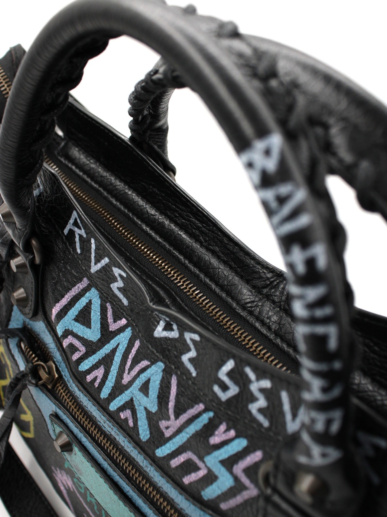 Borsa Balenciaga Classic City Graffiti in pelle thumb
