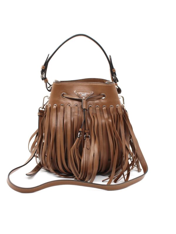 Borsa a secchiello Prada con frange