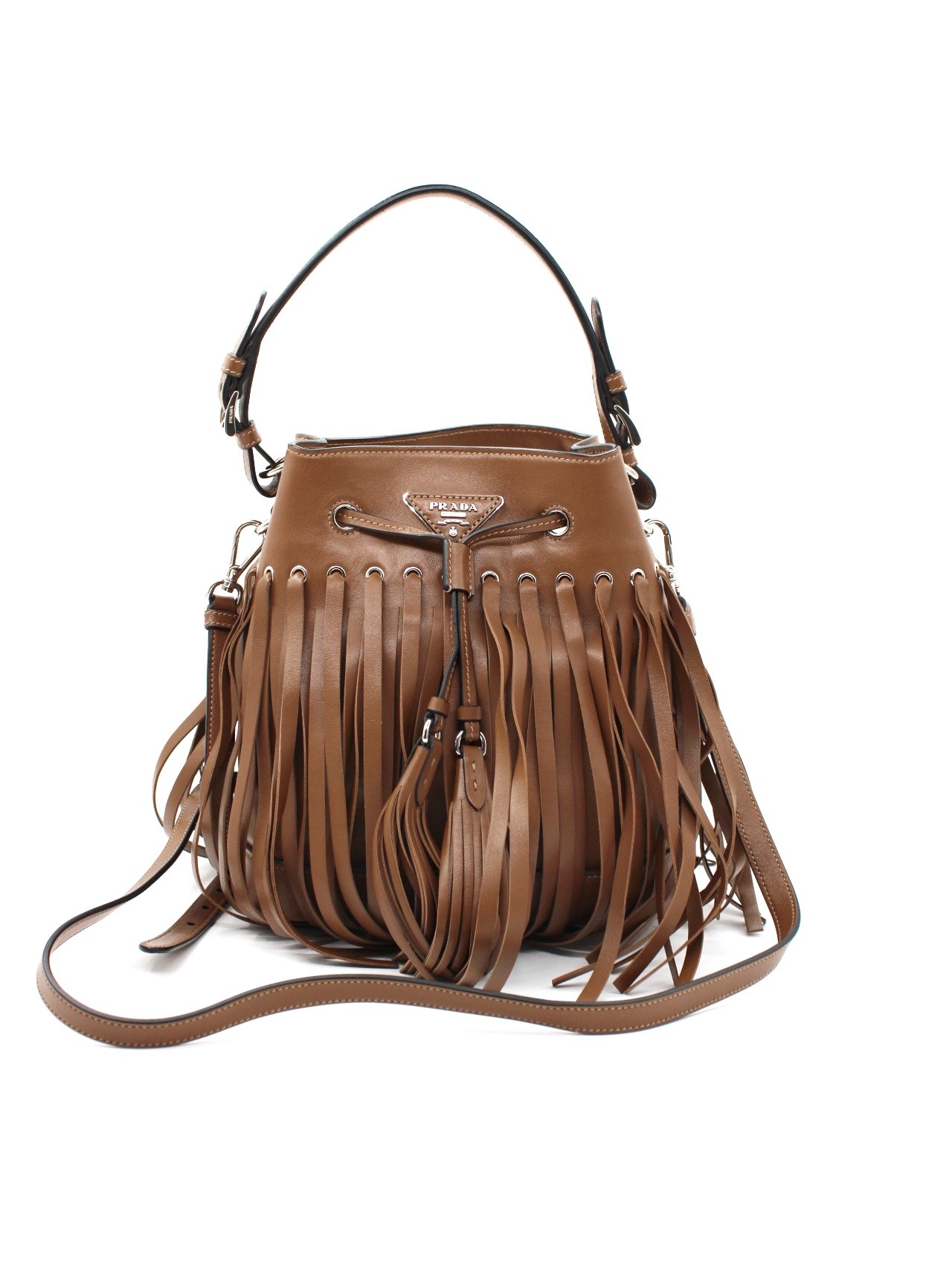 Borsa a secchiello Prada con frange thumb