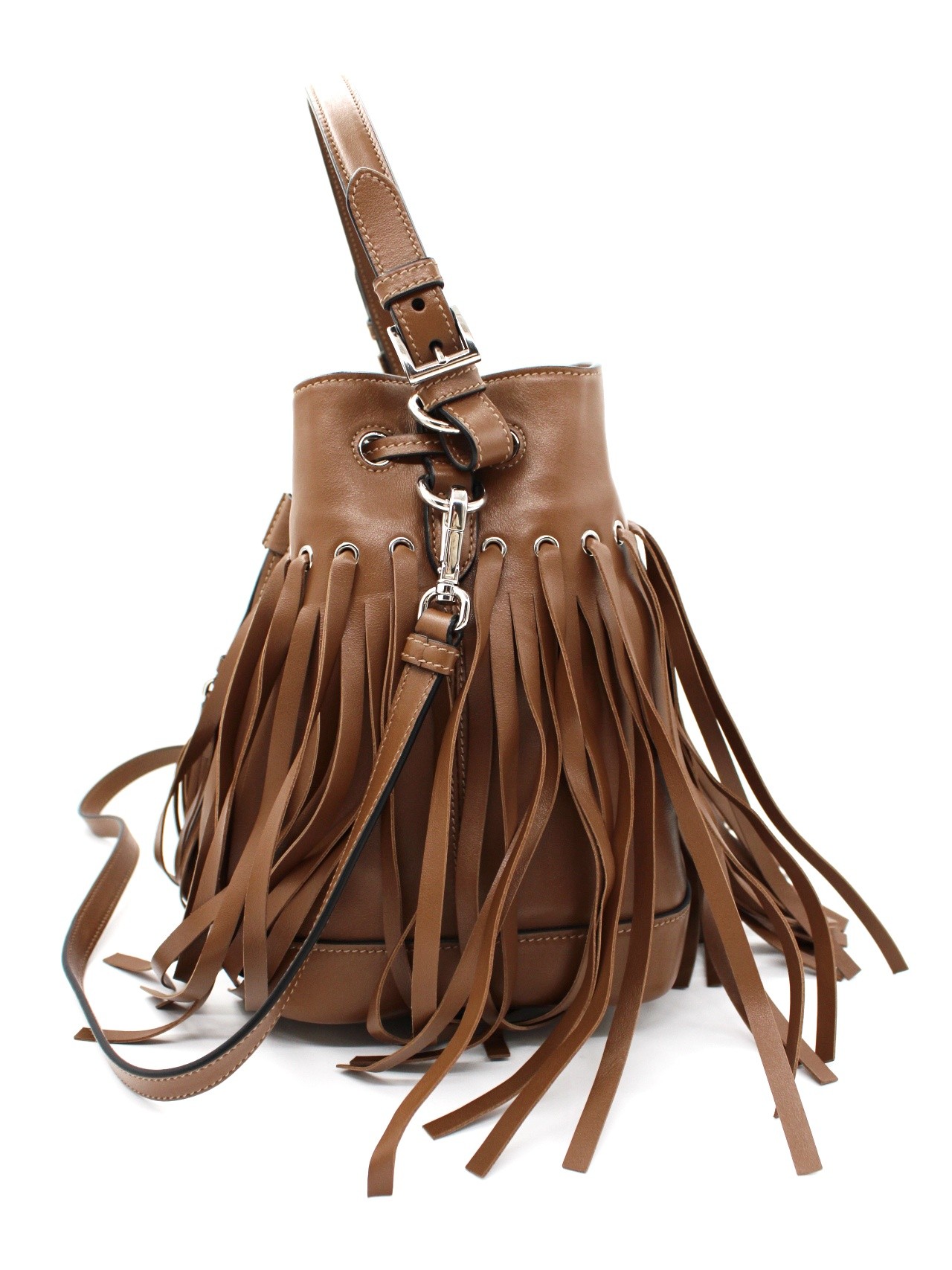 Borsa a secchiello Prada con frange thumb