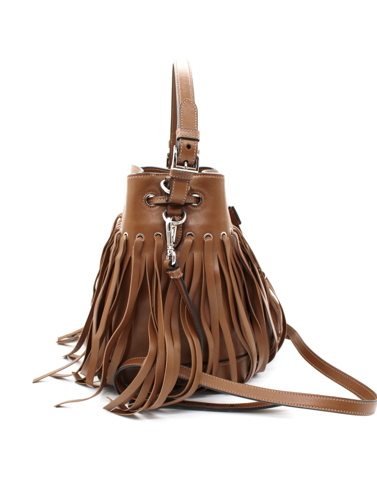 Borsa a secchiello Prada con frange thumb
