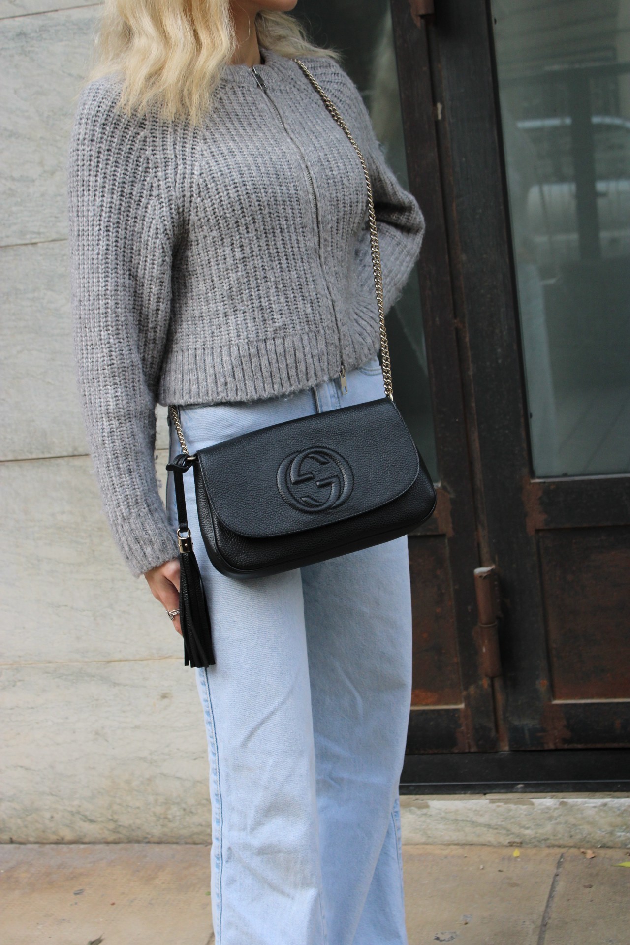 Tracolla Gucci Soho in pelle nera thumb