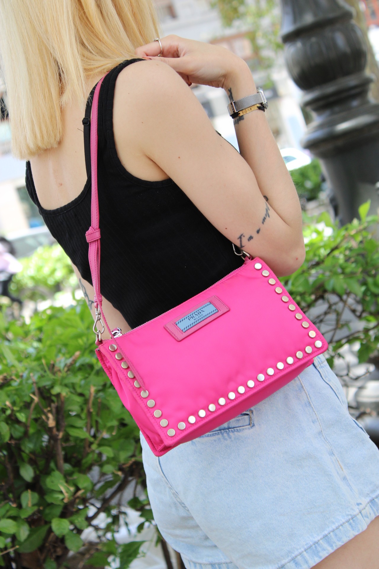 Borsa Prada a spalla fucsia astrale thumb
