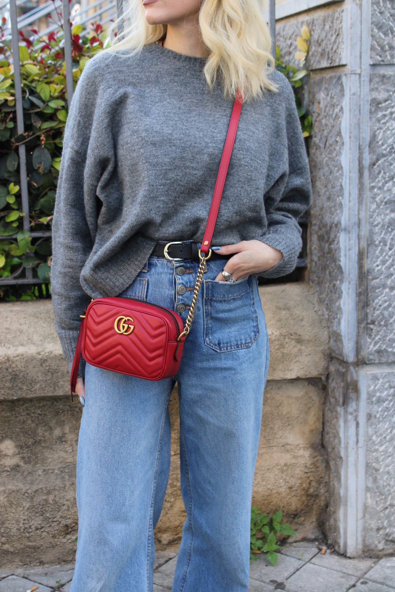 Borsa Gucci Mini Marmont in Pelle Rossa thumb
