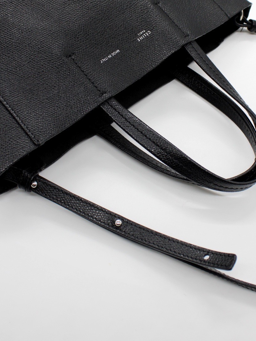 Borsa Céline Cabas Vertical In Pelle Nera thumb