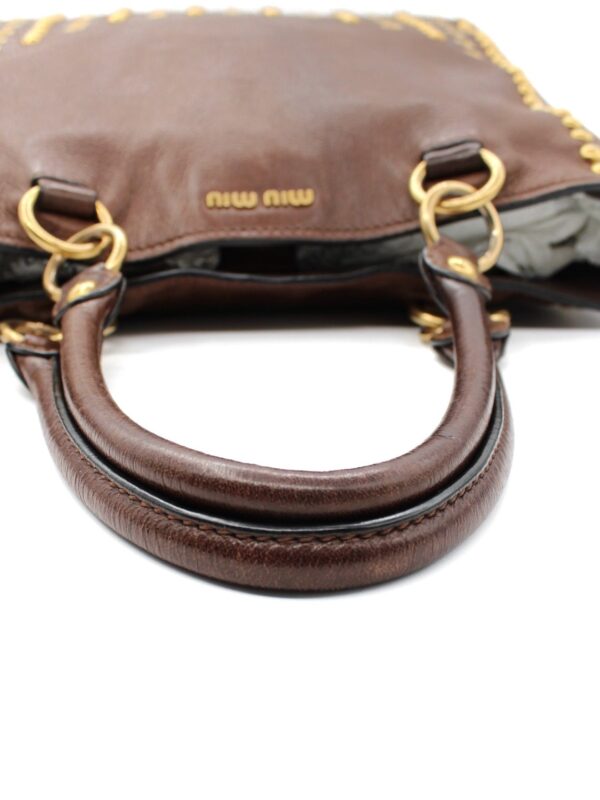 Shopper Miu Miu Borchie in Pelle Marrone
