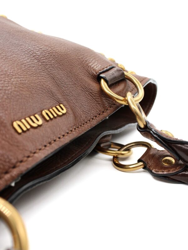 Shopper Miu Miu Borchie in Pelle Marrone