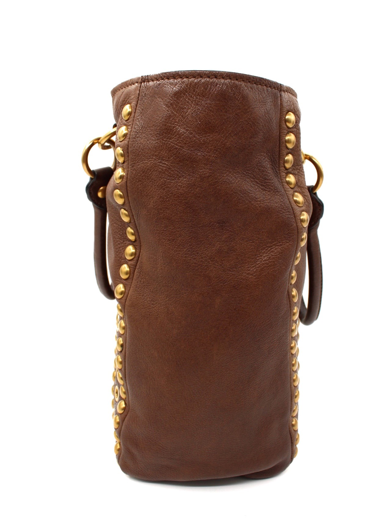 Shopper Miu Miu Borchie in Pelle Marrone thumb