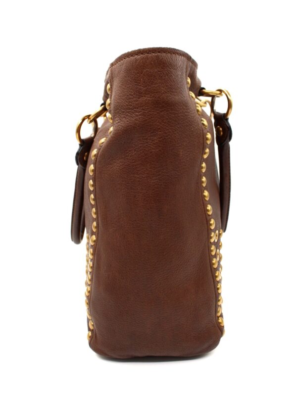 Shopper Miu Miu Borchie in Pelle Marrone