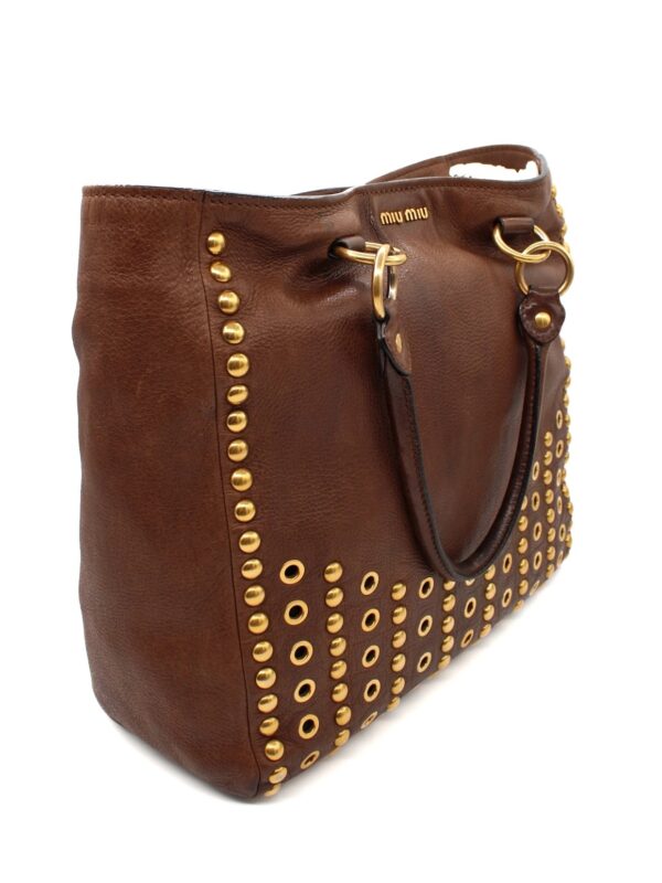 Shopper Miu Miu Borchie in Pelle Marrone