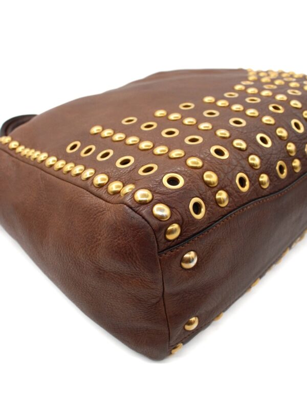 Shopper Miu Miu Borchie in Pelle Marrone