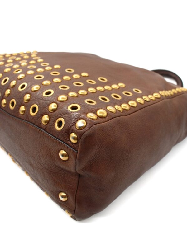 Shopper Miu Miu Borchie in Pelle Marrone