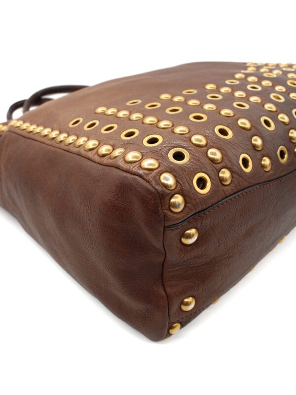 Shopper Miu Miu Borchie in Pelle Marrone