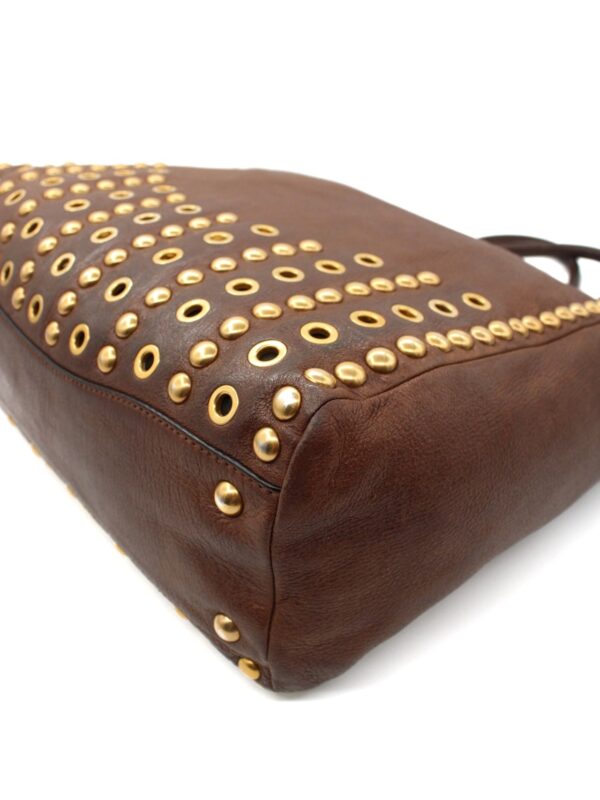 Shopper Miu Miu Borchie in Pelle Marrone