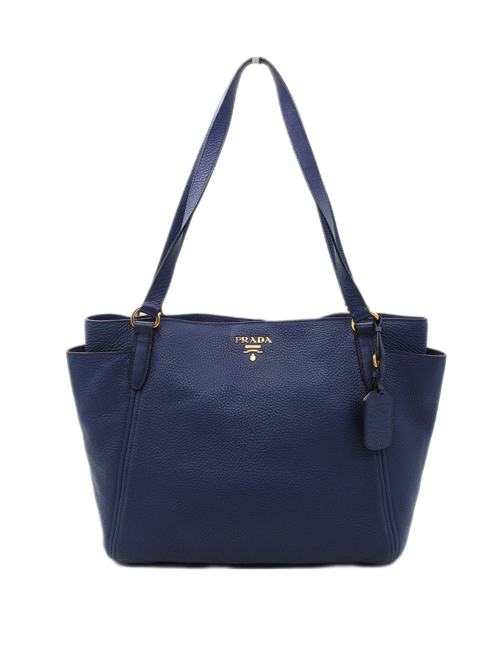 Shopper Prada in pelle martellata blu thumb