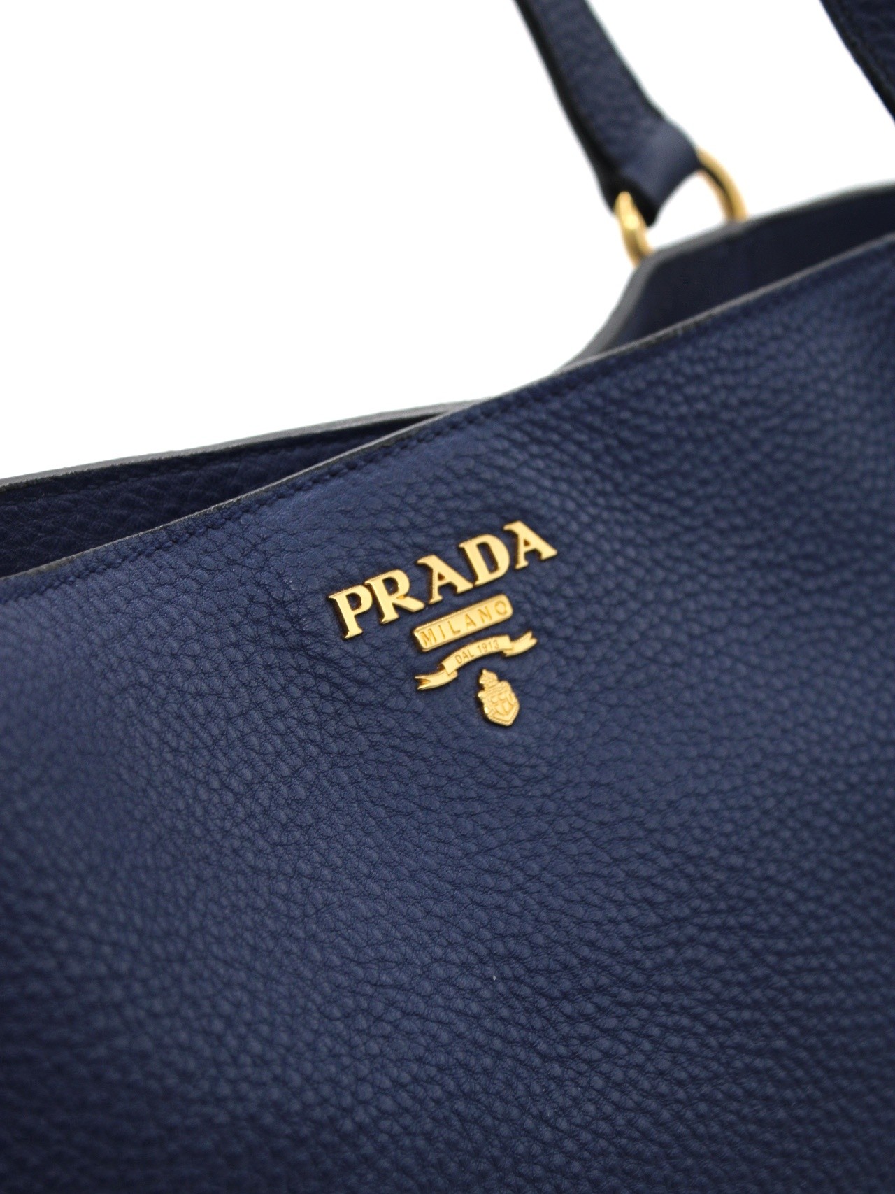 Shopper Prada in pelle martellata blu thumb