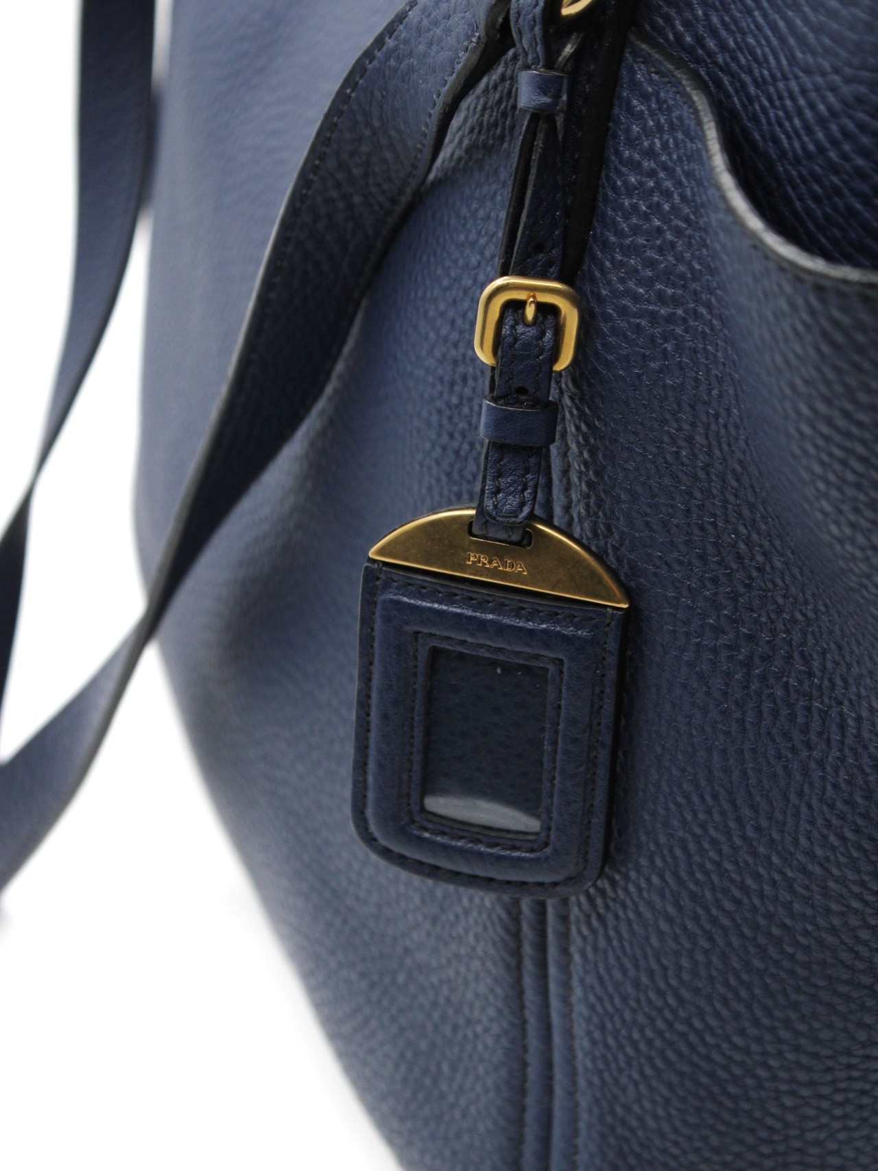 Shopper Prada in pelle martellata blu thumb