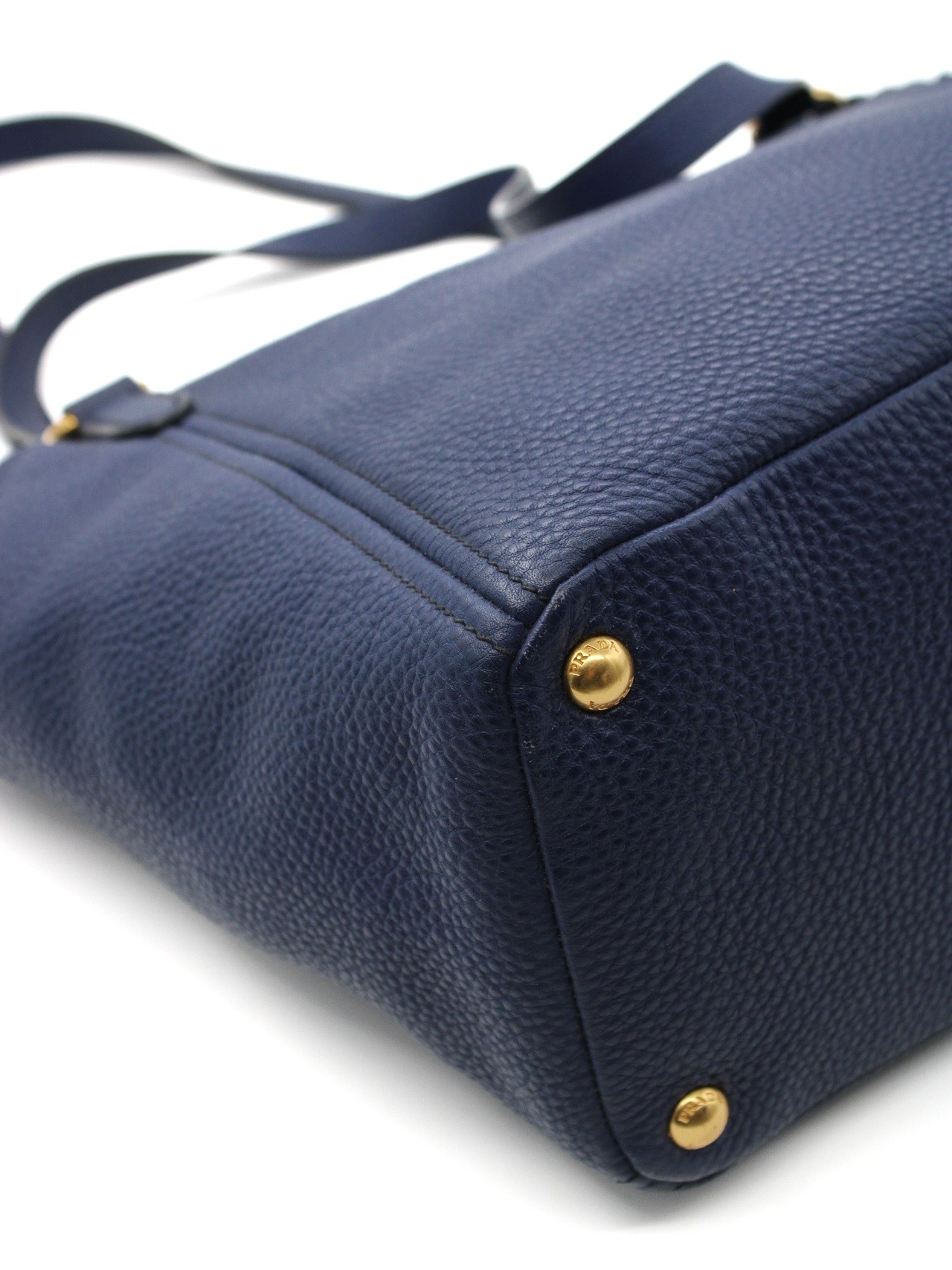 Shopper Prada in pelle martellata blu thumb