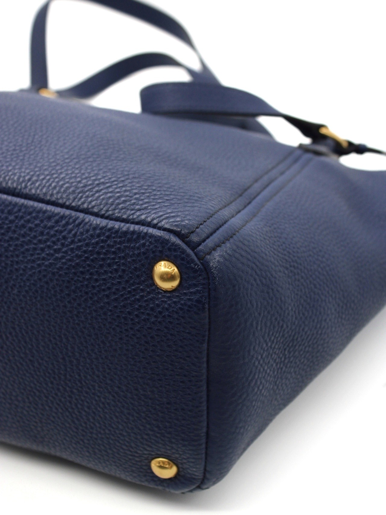 Shopper Prada in pelle martellata blu thumb