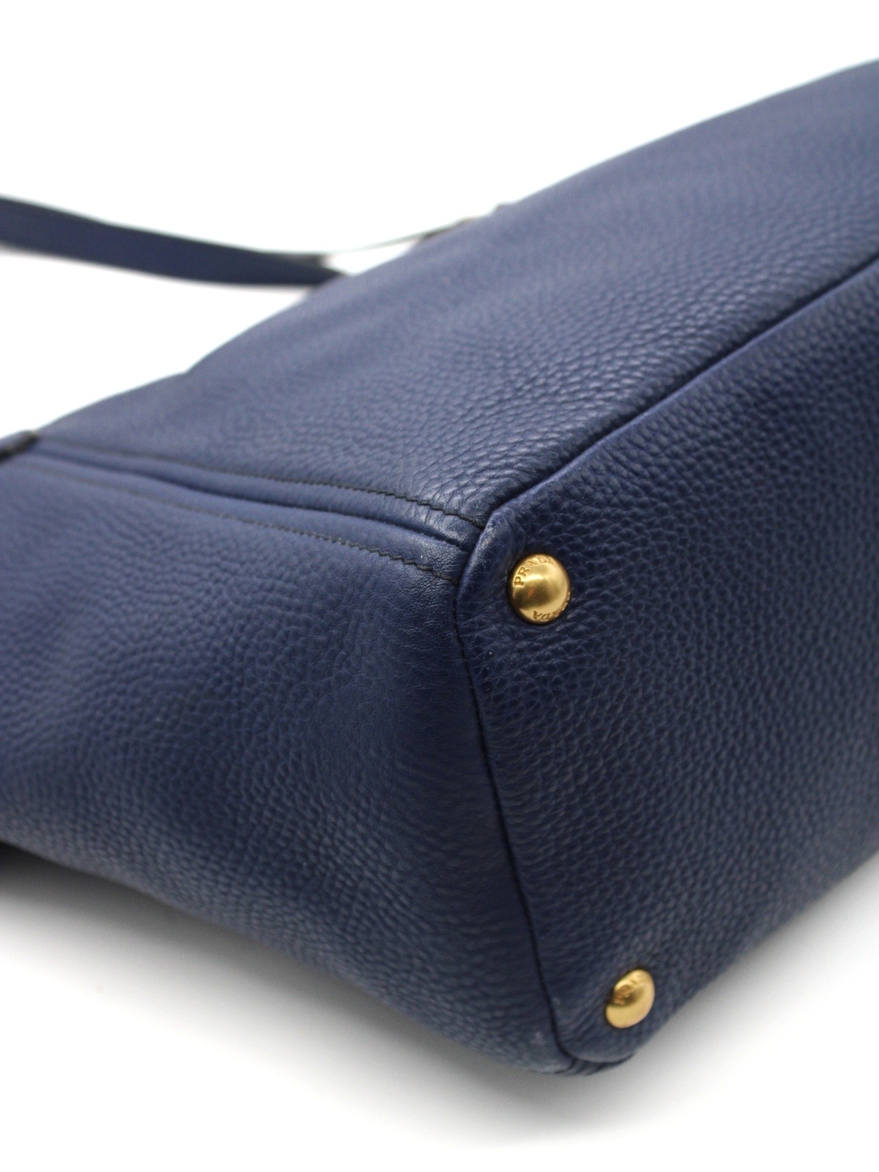 Shopper Prada in pelle martellata blu thumb