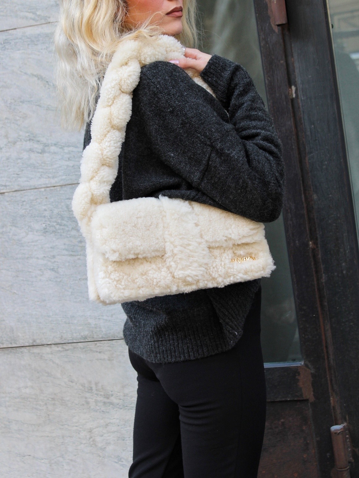 Borsa Jacquemus Le Bambidou in Lana Panna thumb