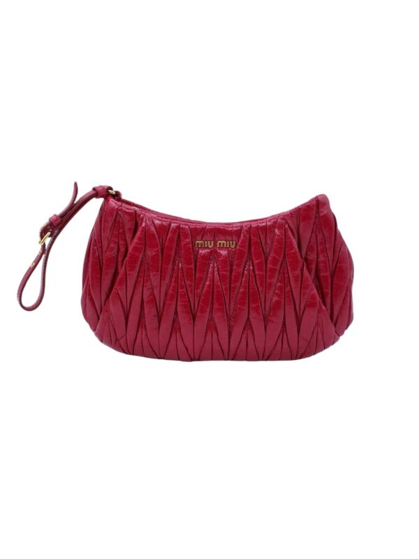 Pochette Miu Miu in Pelle Matelassé Lux Cherry