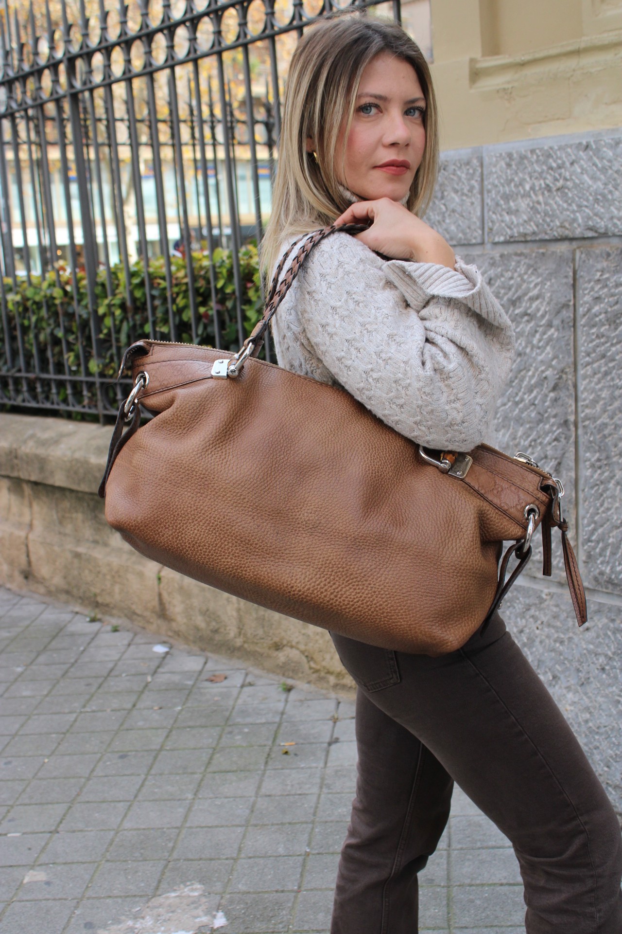 Borsa Gucci bamboo in pelle thumb
