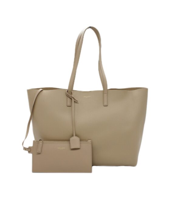 Saint Laurent shopping in pelle dark Beige