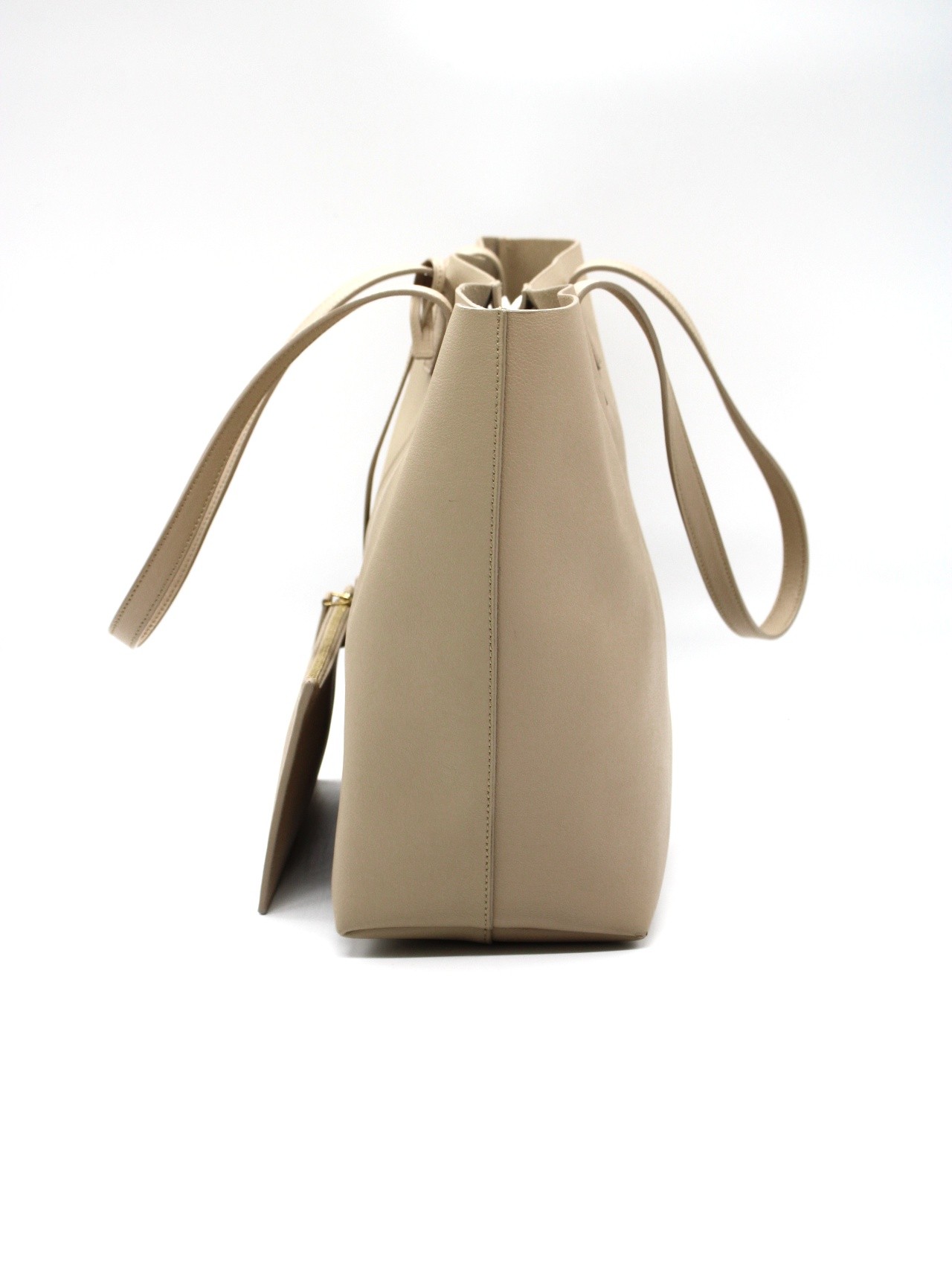 Saint Laurent shopping in pelle dark Beige thumb